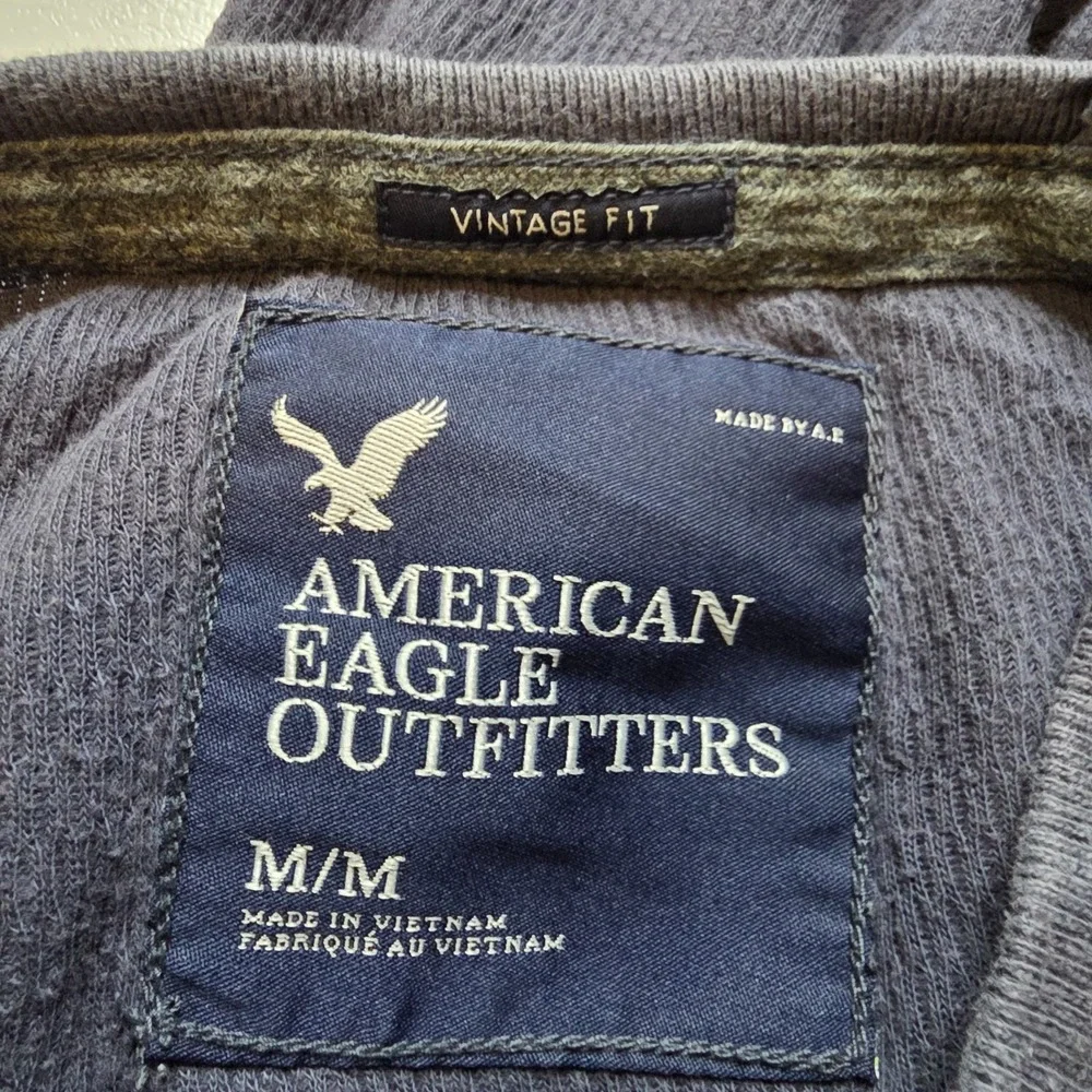 American Eagle Sweatshirt Mens Medium Blue Vintage Fit Thermal Long Sleeve‎